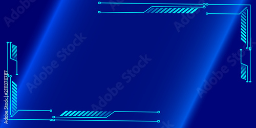 Quadro su tela Futuristic blue neon frame technology background.