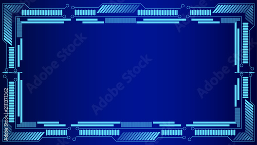 Konstfotografi Futuristic blue frame with glowing circuitry border.