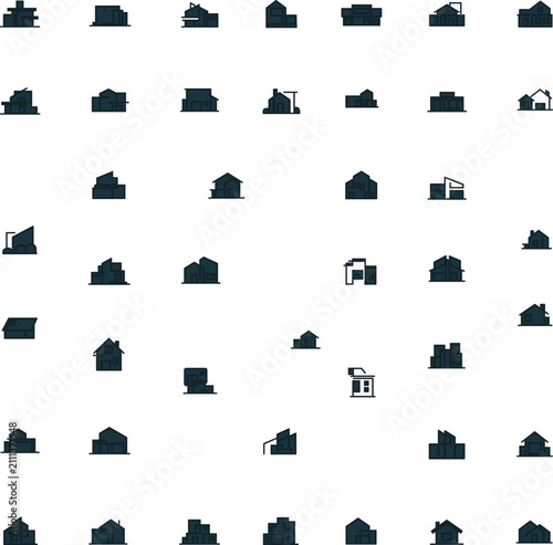 фотографія Extensive Real Estate House and Building Silhouette Icon Set with Modern Archite