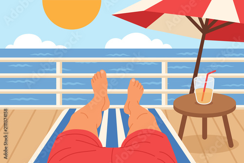 Relaxing on a Cruise Deck with Ocean View