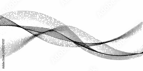 Foto Halftone particle wave pattern on a white background featuring undulating lines