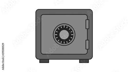 Gray security safe icon with combination lock