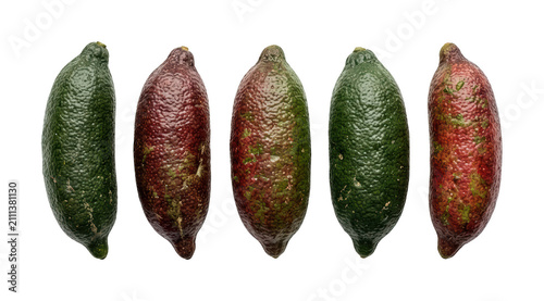 Exotic finger lime cutout Green finger lime png isolated transparent background