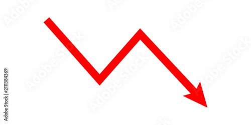 Tableau sur toile Red falling down fluctuated line arrow graph indicates financial loss concept, stock market fall, business loss, market crash, economic loss
