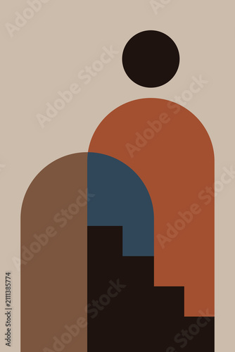 Earth Tone Geometric Arches with Organic Modern Shapes