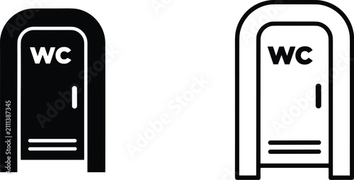 Portable Toilet Icons Black and White door