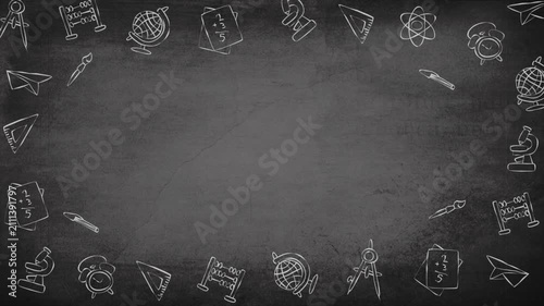 Back to School Animated Background, Colorful Education Motion Graphics with School Supplies Loop