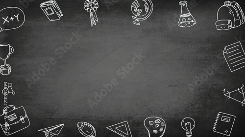 Back to School Animated Background, Colorful Education Motion Graphics with School Supplies Loop