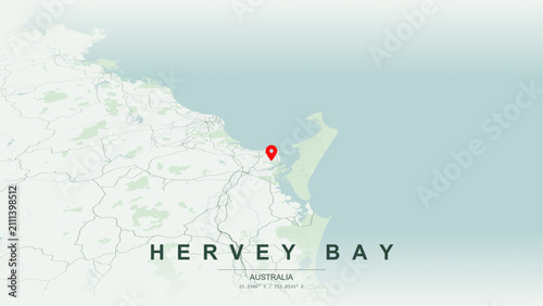 Photography Modern minimalist vector map of Hervey Bay, Queensland
