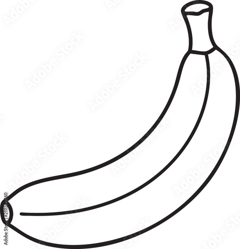 Fresh Banana Fruit Minimalist Black Outline Vector Icon Illustration