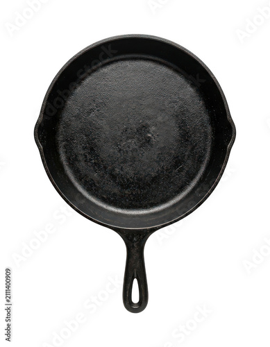 Obraz na plátně Seasoned skillet png Professional cast iron pan cutout Vintage cooking skillet p