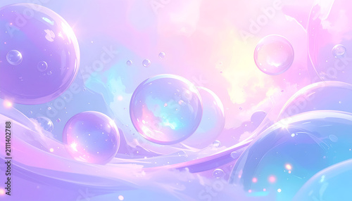 Dreamy Pastel Spheres Floating in Ethereal Light.