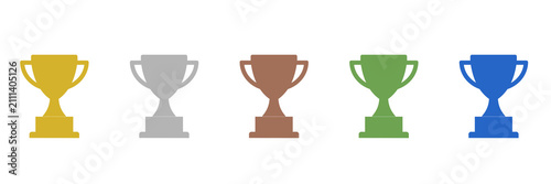 Trophy cup icons set 