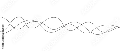 Cuadro en lienzo black thin line wave design.
