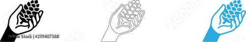 Fotografía Hand holding brain illustration icons with different styles isolated on transpar