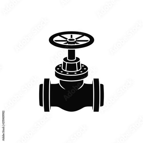 Black Industrial Gate Valve Icon Vector