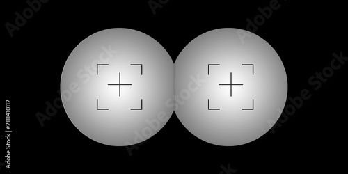 Canvastavla Binoculars spy view | Realistic view through the binoculars illustration on tran