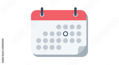 Modern calendar icon with a red header and grey date spots highlighting a specific day for scheduling and event planning tasks.