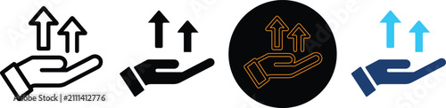 Four Stylized Hand Icons With Upward Pointing Arrows
