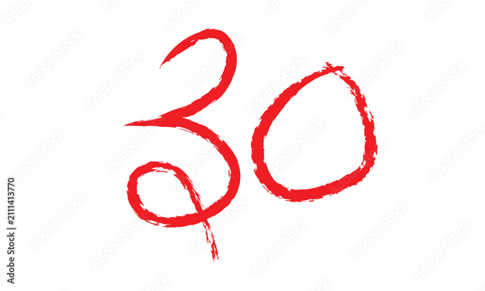 Fototapeta premium red brush 30 number icon vector