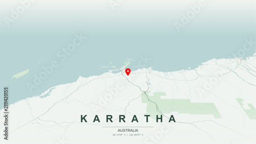 Photography Modern minimalist vector map of Karratha, Western Australia