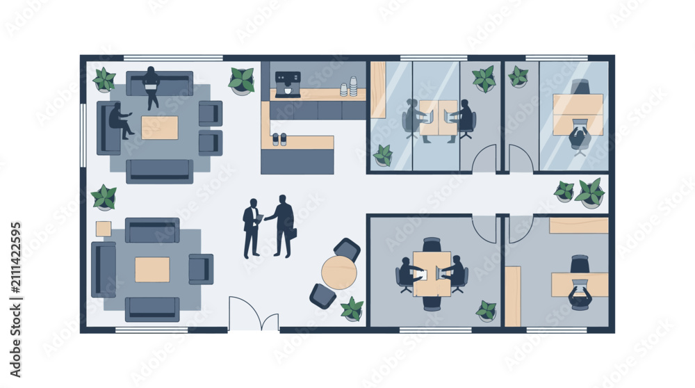 Fototapeta premium Vector illustration of a modern office floor plan design