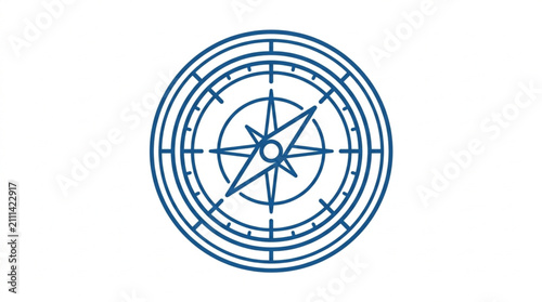Tableau sur toile Blue Compass Rose Nautical Navigation Symbol.