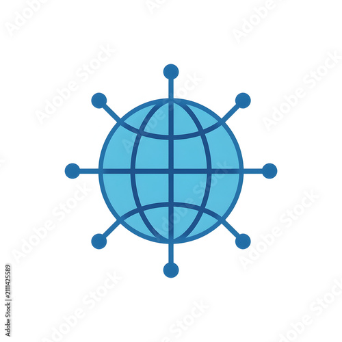 AI Generated Global Network 3D Internet Connection Icon on White Background
