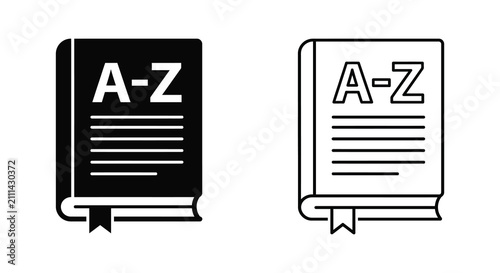 Quadro su tela Dictionary Book With Letters Black Silhouette Style