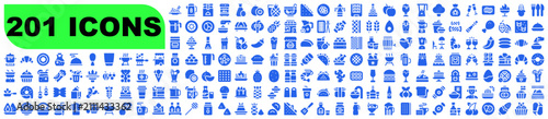Fotografie Diverse blue gastronomy and kitchen icons for culinary websites and mobile food
