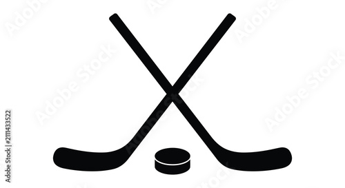 Photography Crossed Hockey Sticks And Puck Black Silhouette
