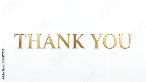 Thank you gold block capital letters on white background with typography background gratitude greeting