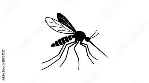 Slika na platnu Mosquito silhouette icon, black insect on white background, vector illustration