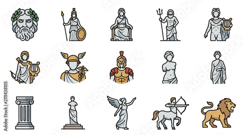 Konstfotografi Collection of Ancient Greek and Roman Mythology Icons.