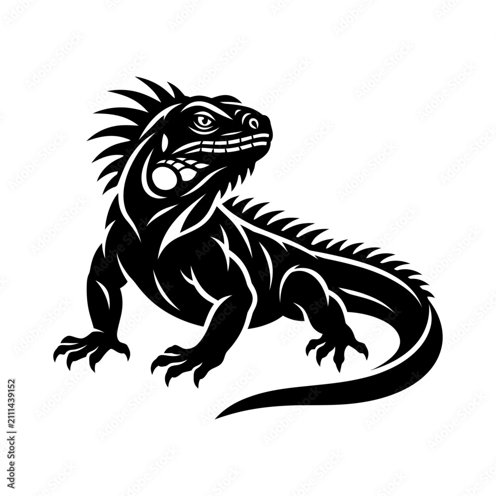Fototapeta premium Iguana Lizard Front View Stance Vector Illustration