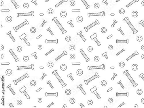 Seamless pattern of bolts, nuts, and washers industrial