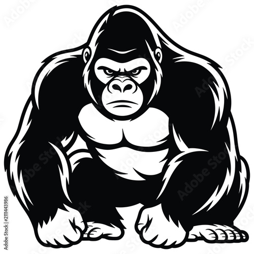 Photography Gorilla Silhouette Black And White Vector Illustration Of A Primate