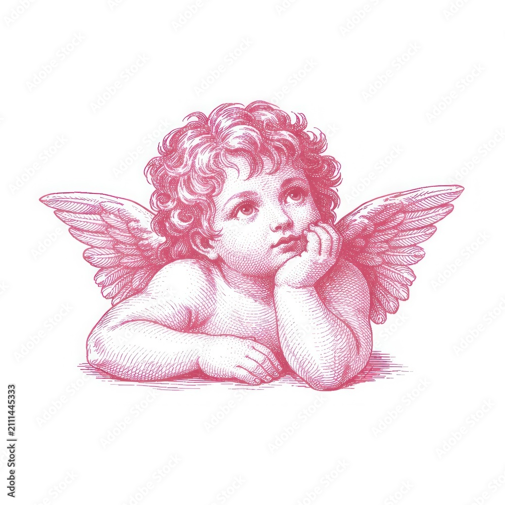 Obraz premium Dreamy cherub with angel wings.