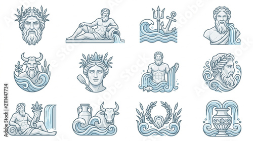 Fotografie Collection of classical Greek and Roman mythological illustrations