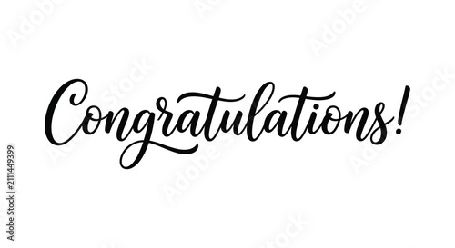 Quadro su tela Congratulations Calligraphy Text On White Background Modern Hand Lettered Greeti