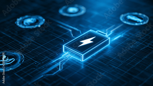 Technology battery high power electric energy, Battery to electric cars and mobile devices with clean electric, Green renewable energy battery storage future, Technology digital abstract background