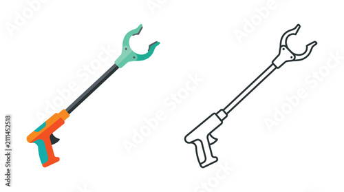 Billede på lærred Reaching tool with pincer claws flat vector illustration on white background