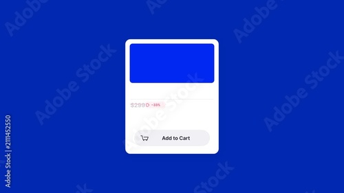 Digital purchase interface showing price tag and interactive payment button with color changing state animation