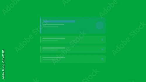 flat user interface mockup with text placeholders and graphical elements on green background for web design