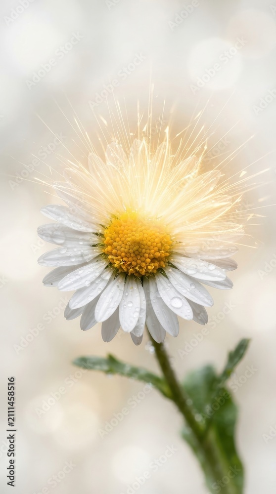 Fototapeta premium Single daisy flower with glowing light effect