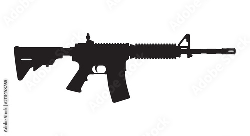 фотографія Assault rifle silhouette against a white background detailed black shape