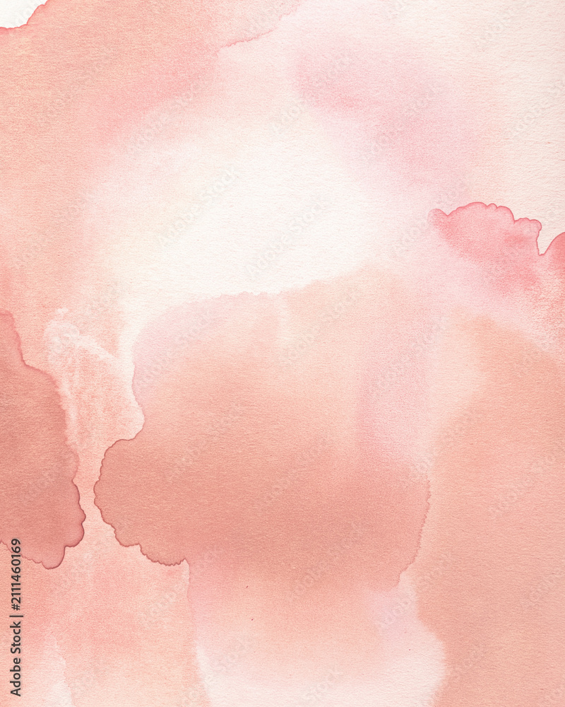 Fototapeta premium Soft Pastel Pink Watercolor Wash Background with Subtle Paper Texture, Elegant Abstract Gradient Wallpaper for Artistic Design Projects, Minimalist Blush Fluid Paint Surface with Copy Space