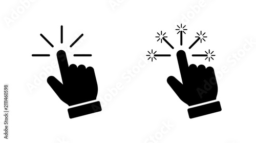 Hand Cursor Clicking Icon Set for Touch Screen Interface and Digital Navigation Design