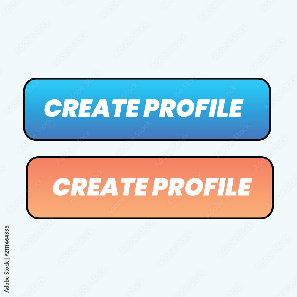 Fototapeta premium Blue and Orange Create Profile Web Buttons Set Vector Graphic for Website Call to Action