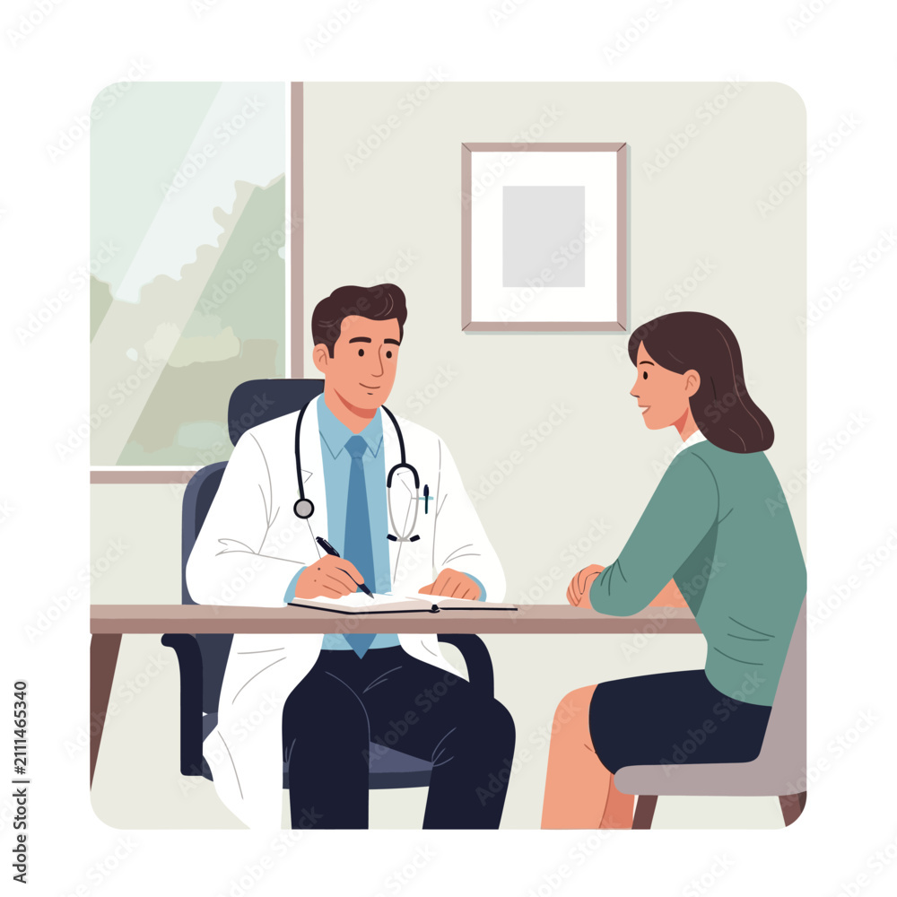 Fototapeta premium Doctor Patient Consultation In Modern Medical Office Setting
